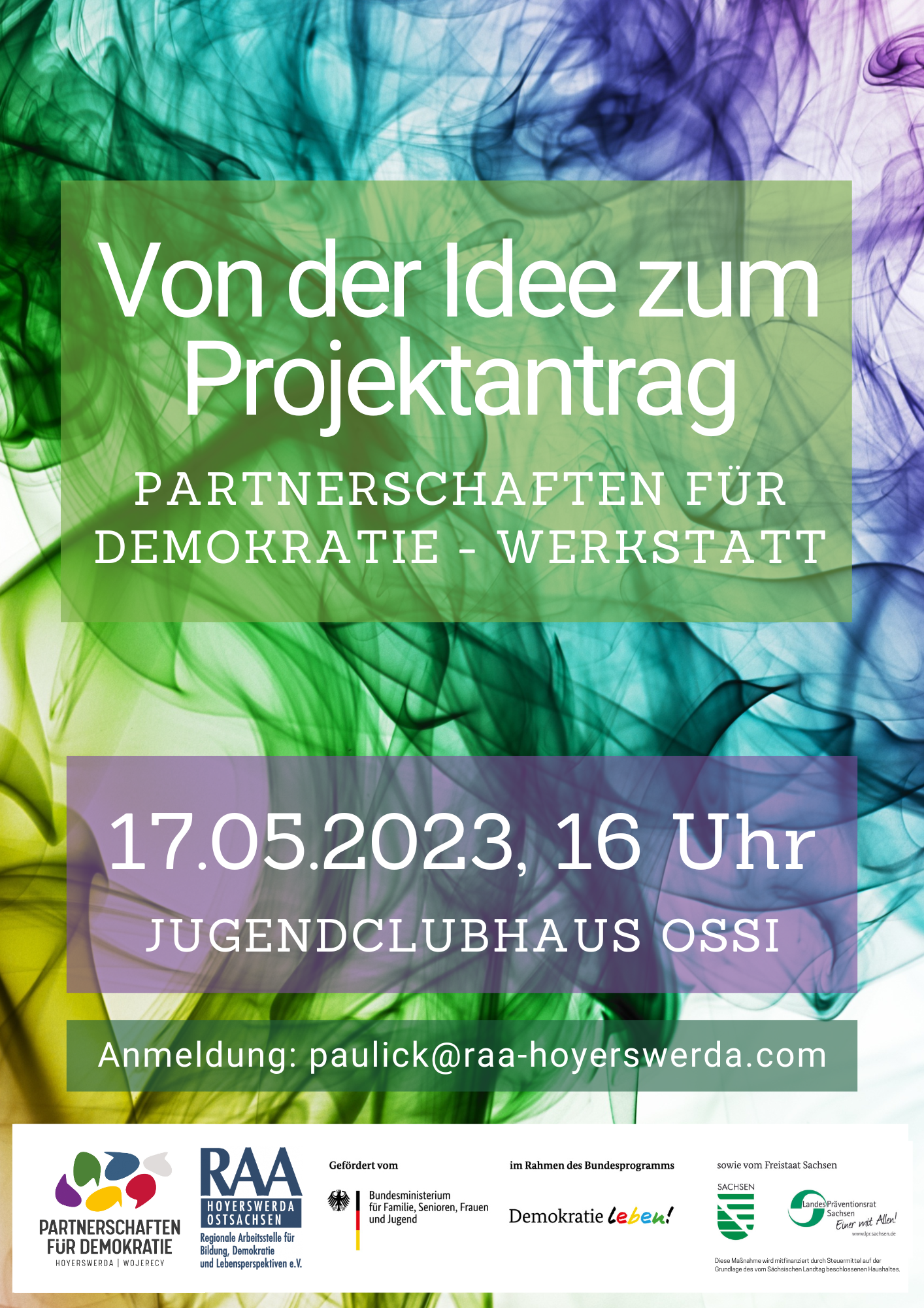 "Partnerschaften für Demokratie! - Werkstatt: Von der Idee zum Projektantrag am 17.05.