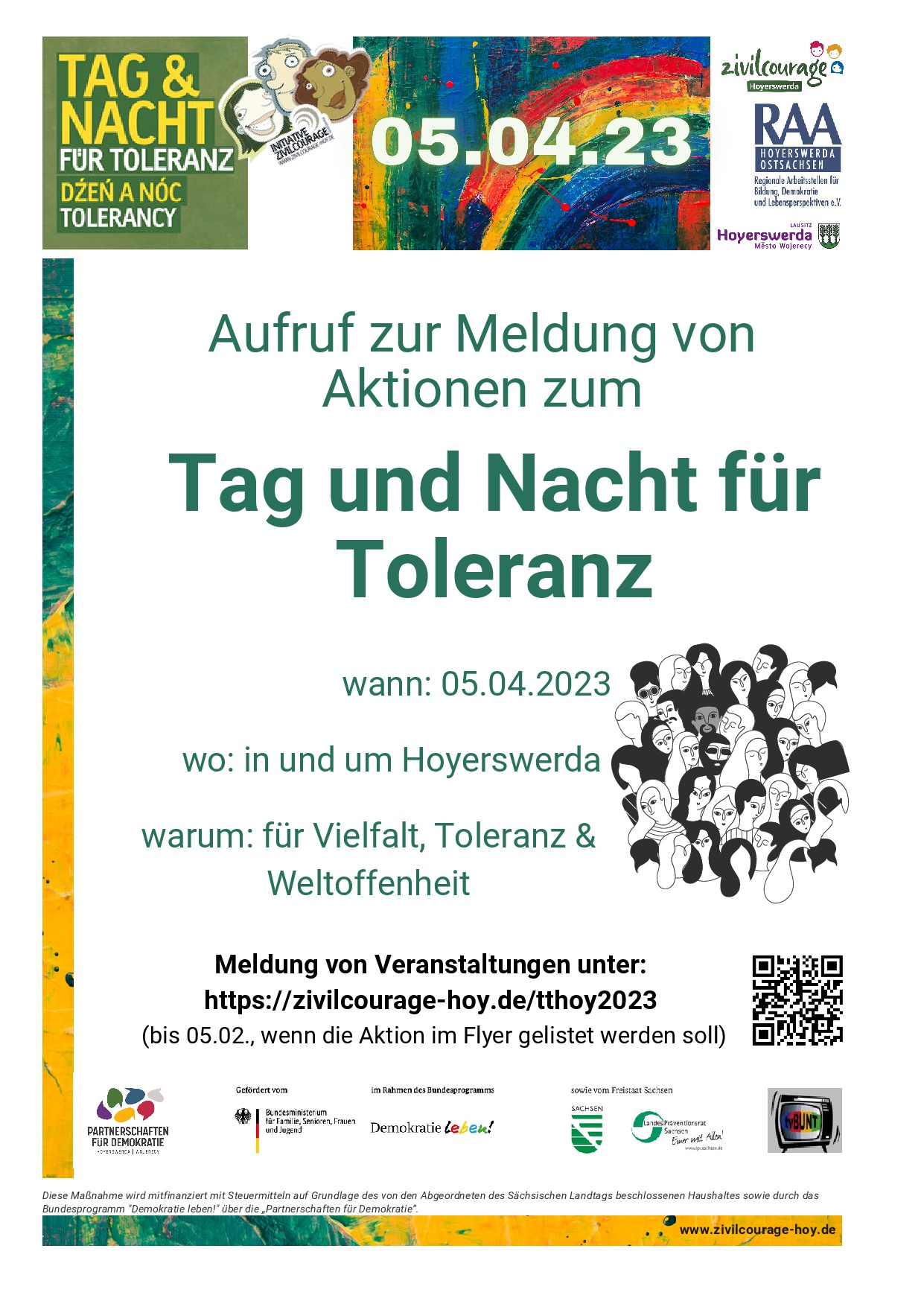 Aufruf zum diesjährigen Tag und Nacht für Toleranz