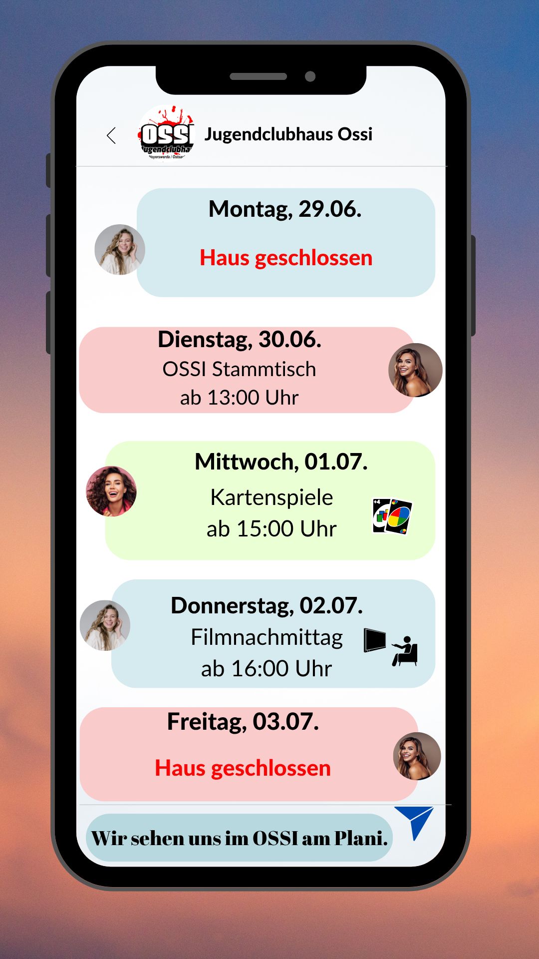 Herzliche Einladung ins Ossi an Euch!