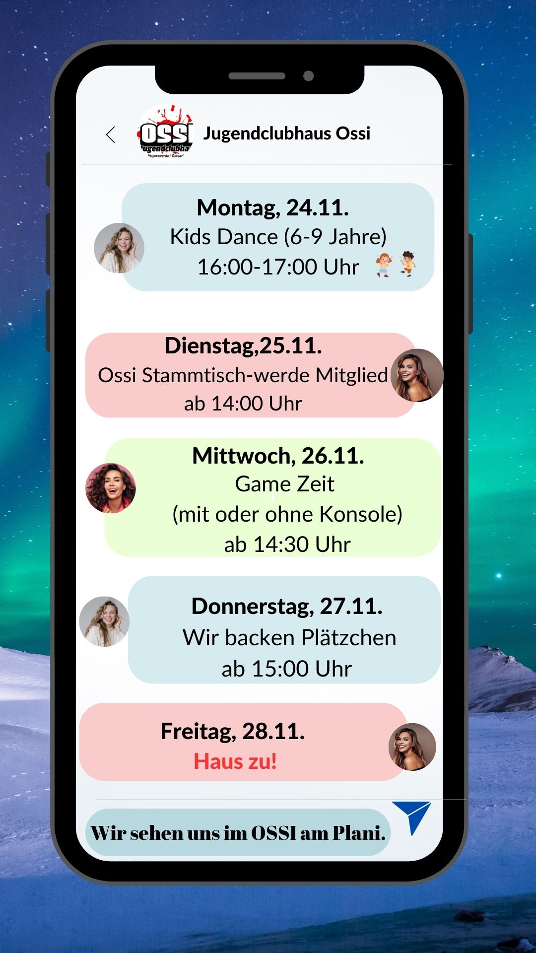 Kommt vorbei ins Jugendclub Ossi!